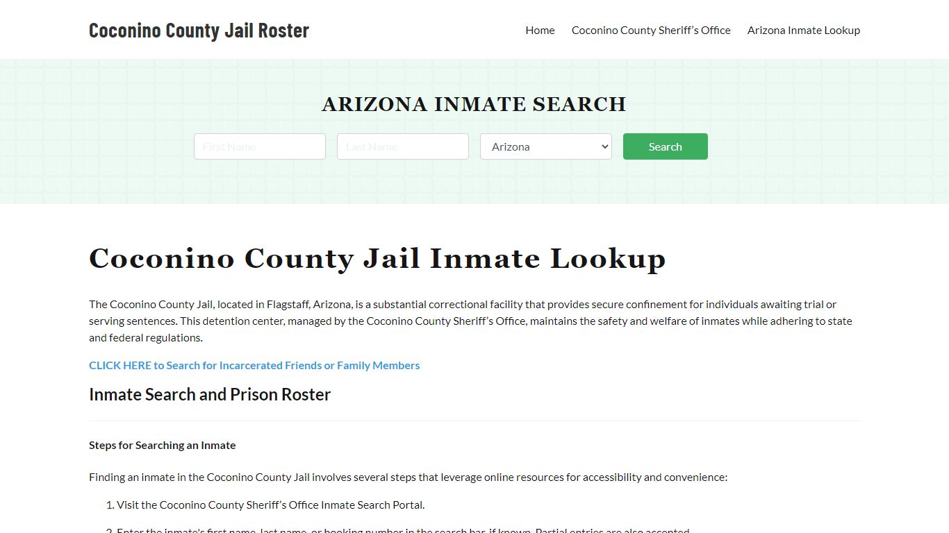 Coconino County Jail Roster Lookup, AZ, Inmate Search
