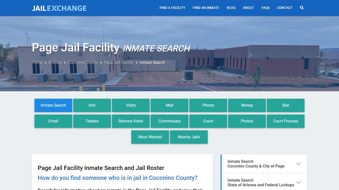 Inmate Search: Roster & Mugshots - Page Jail Facility, AZ